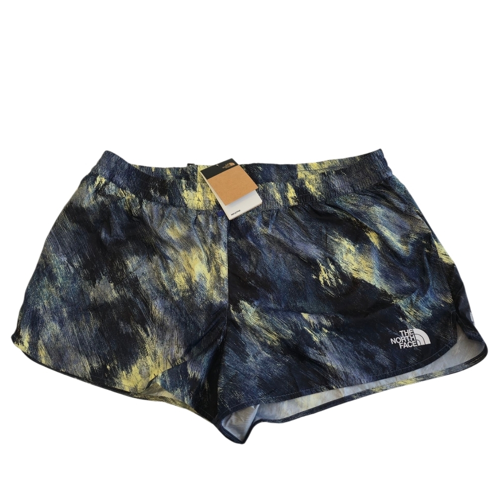 NWT The North Face Women's Limitless Run Shorts Abstract Blue Reflective SZ 3XL
